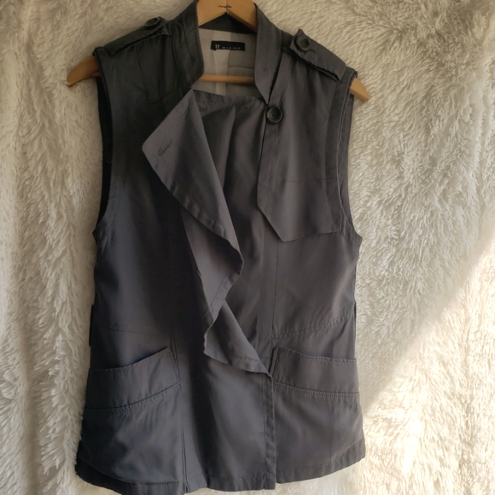 It MICHAA Women's Epaulets Choco Gray Vest, Size: S